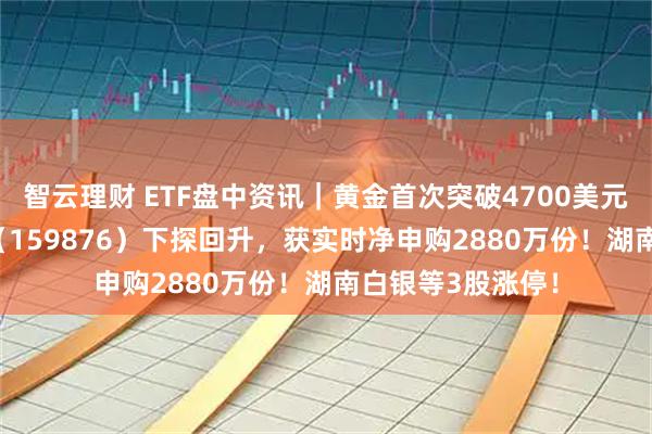 智云理财 ETF盘中资讯｜黄金首次突破4700美元！有色ETF华宝（159876）下探回升，获实时净申购2880万份！湖南白银等3股涨停！